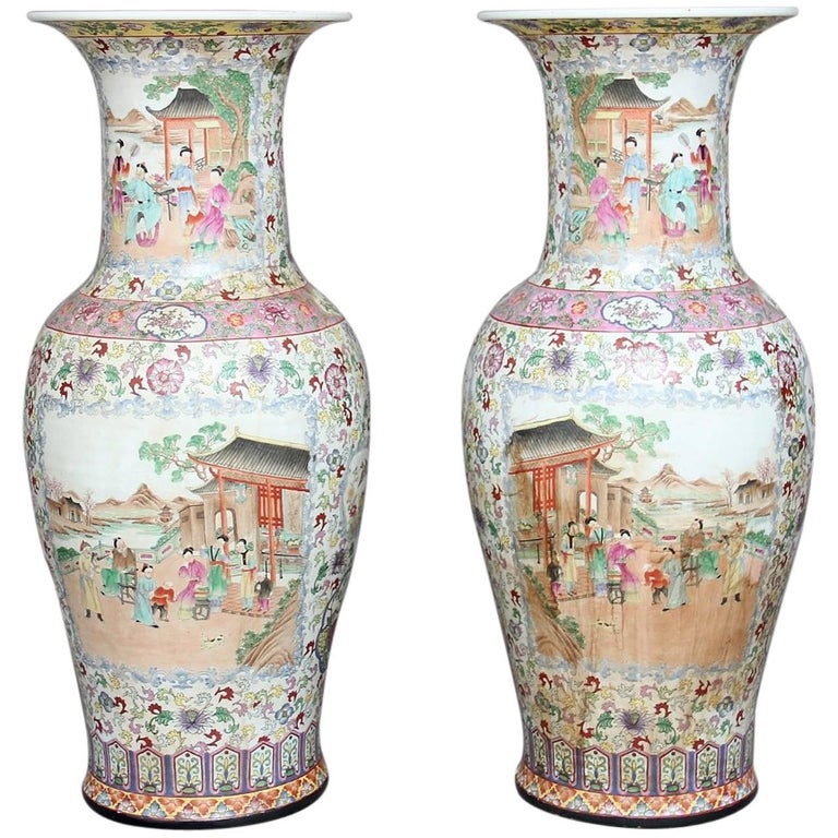 Pair of Chinese Floor Vases at 1stDibs