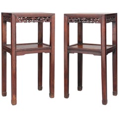 Antique Pair of 19th Century Chinese Rosewood Side Tables
