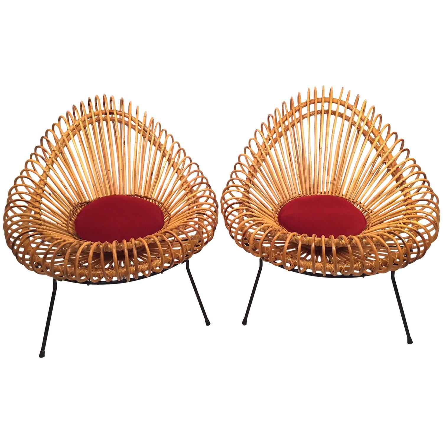 Pair of Janine Abraham and Dirk Jan Rol Basketware Lounge Chairs