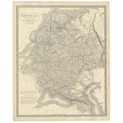 Antique Map of Russia 'in Europe' by W. & A.K. Johnston, circa 1850