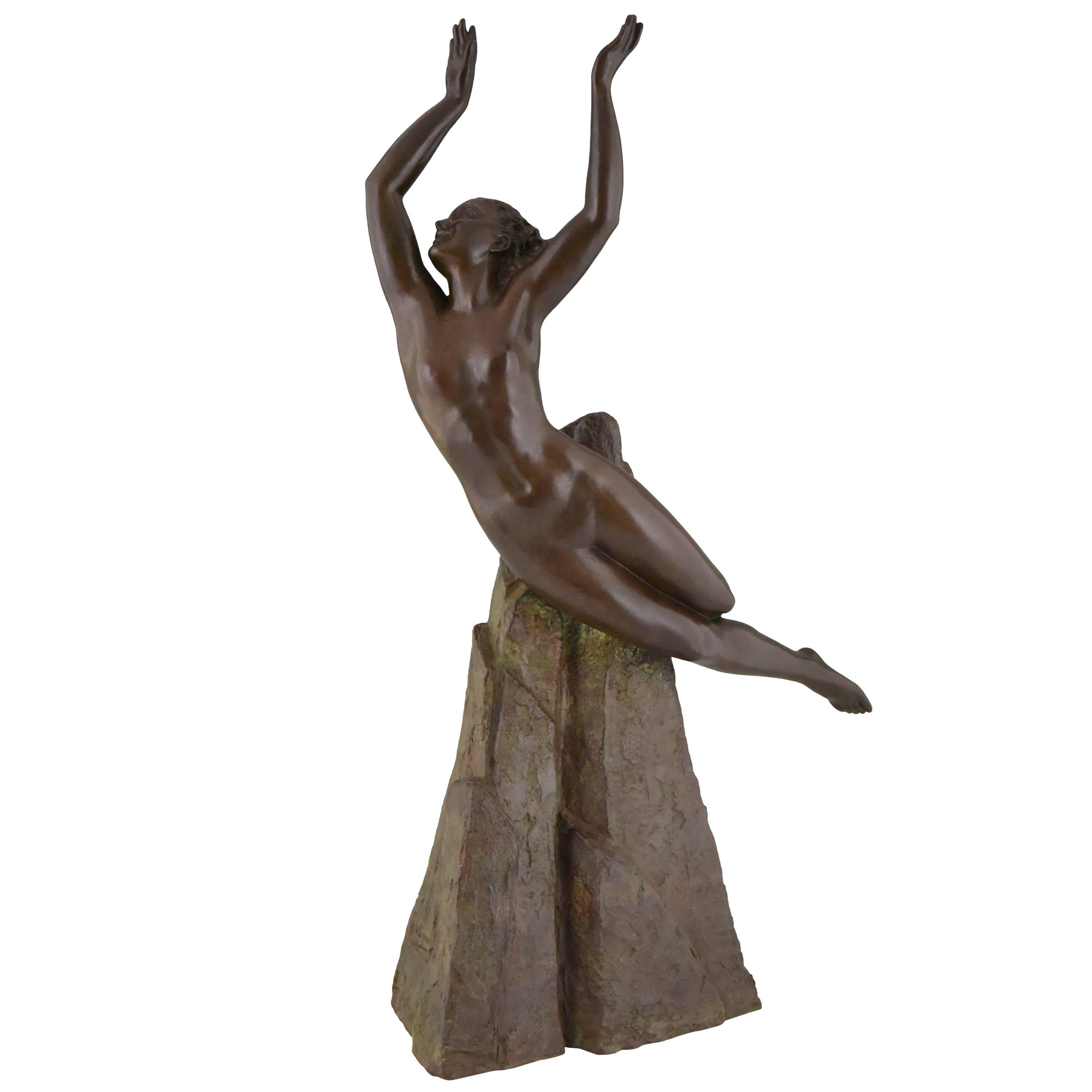 Art Deco Bronze Sculpture of a Nude by Pierre Le Faguays, 1940 France