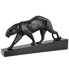 Art Deco Bronze Sculpture of a Walking Panther by Maurice Prost France