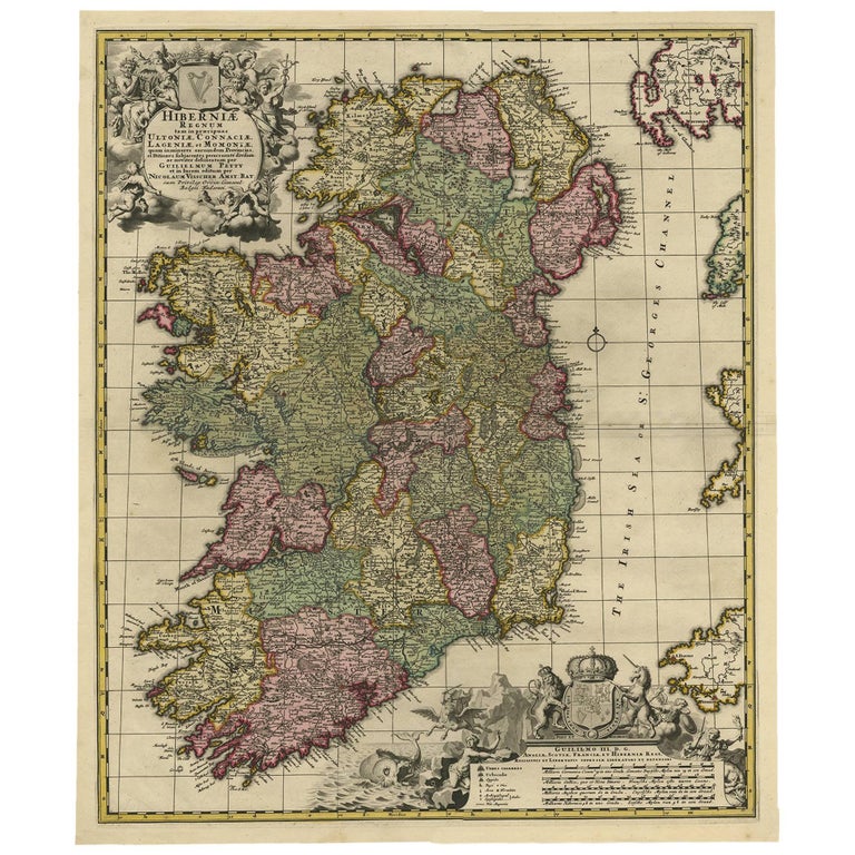 Antique Map of Ireland by N. Visscher, circa 1700 at 1stDibs
