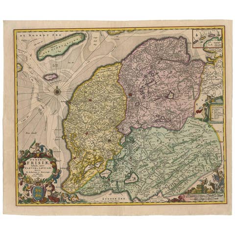 Antique Map: Friesland and Terschelling with Inset Isles, by Visscher II, 1670