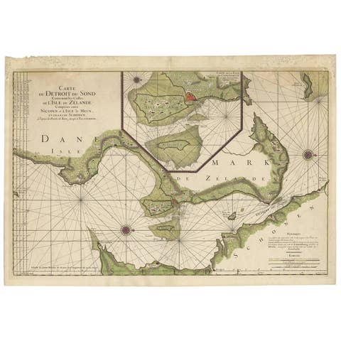 Antique Map: Carte du Détroit du Sond with Copenhagen Inset, 1693