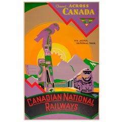 Vintage Original Canadian National Railways Poster for Canada Via Jasper National Park