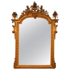 19th Century French Grand Giltwood Mirror with Spectacular Decoration
