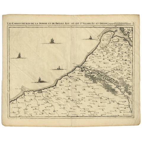 Antique Map: Estuaries of the Somme & Bresle, Northern France & Netherlands