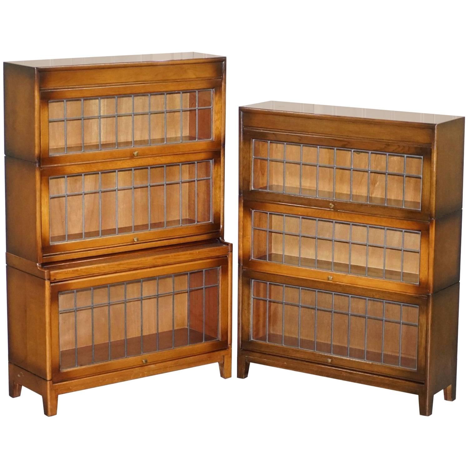 Pair of Dwarf Oak Gunn Stacking Legal Library Solicitors Bookcases Model Angus