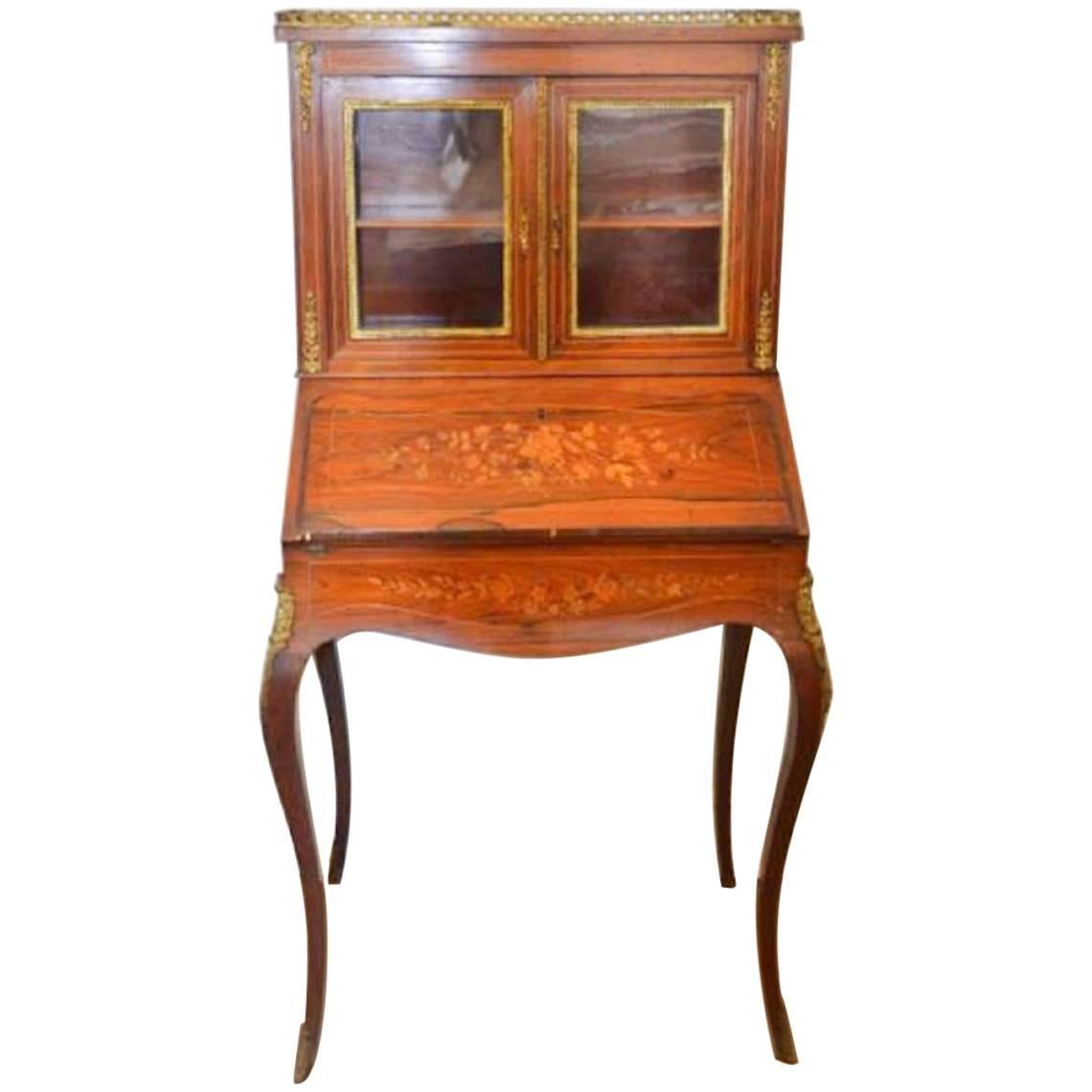 19th Century French Rosewood and Marquetry Bureau de Dame in Napoleon III Style
