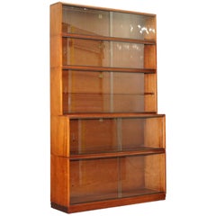 Vintage 1960s Simplex Mahogany Full Sized Library Stacking Bookcases Five-Piece