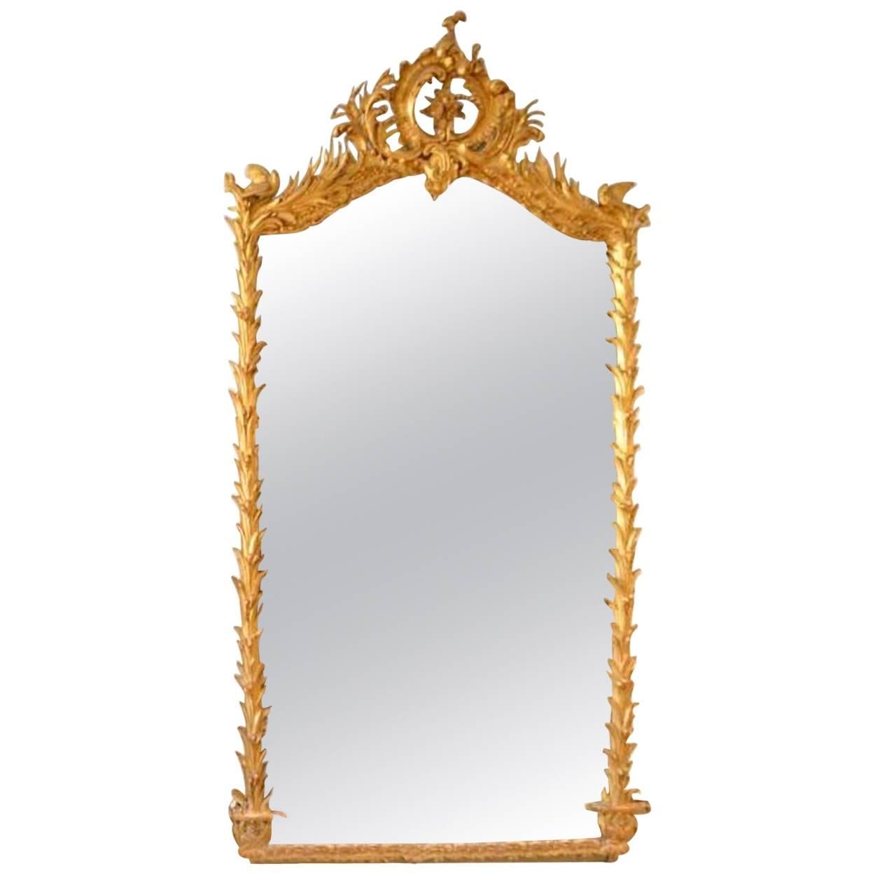 19th Century Grand Antique French Giltwood Crystal Mirror