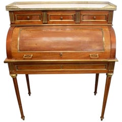 19th Century French Mahogany Bureau À Cylindre in Louis XVI Style