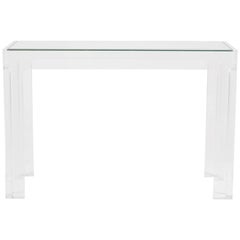 1970s French Perspex and Glass Top Rectangular Console Table