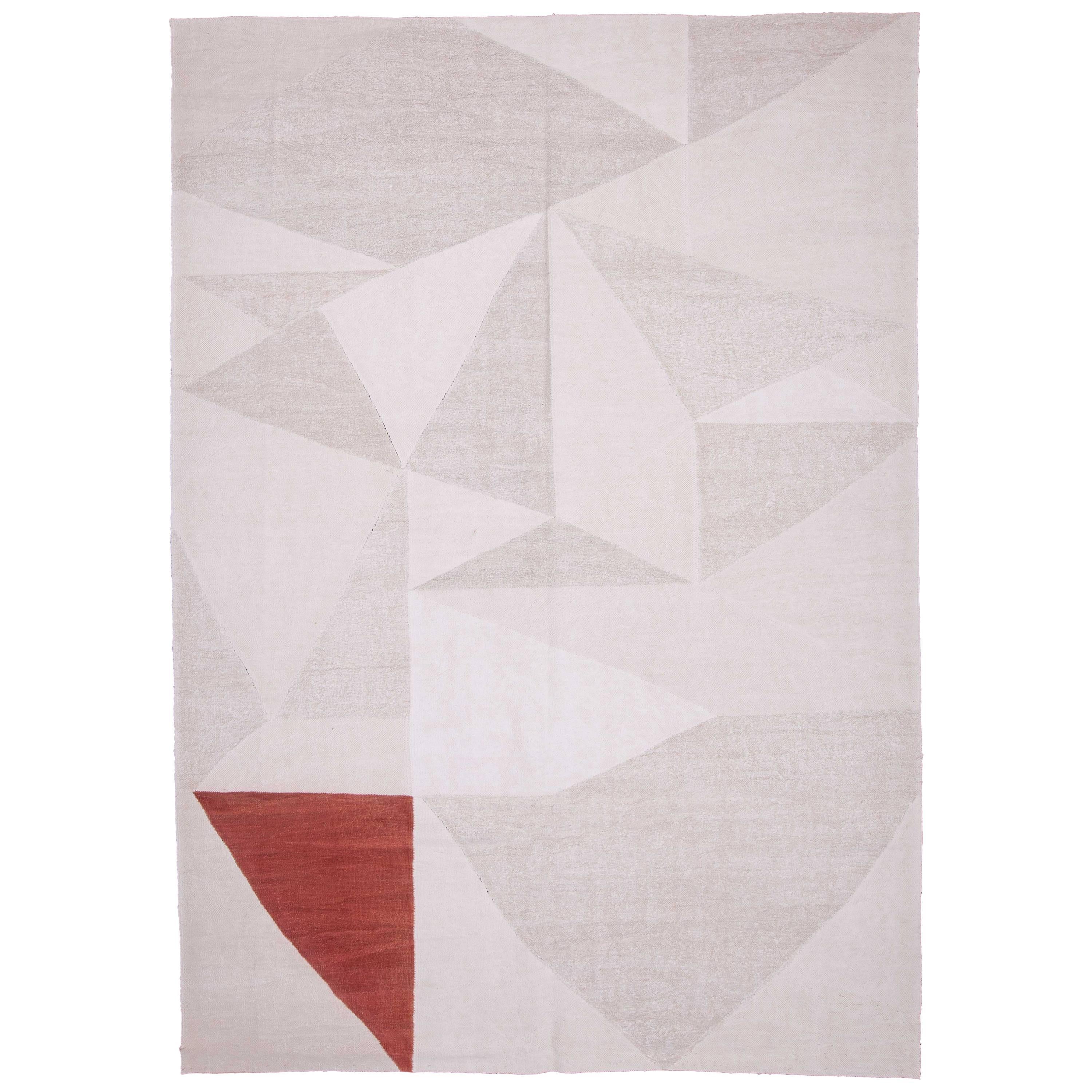 Anatolian White, Holy Triangle -V, a Contemporary Kilim by Seref Ozen