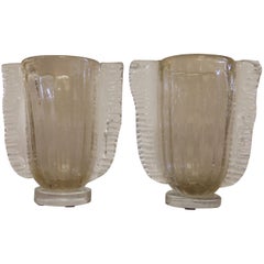 Nice Pair of Late 20th Century Murano Glass Vases Signed by Costantini