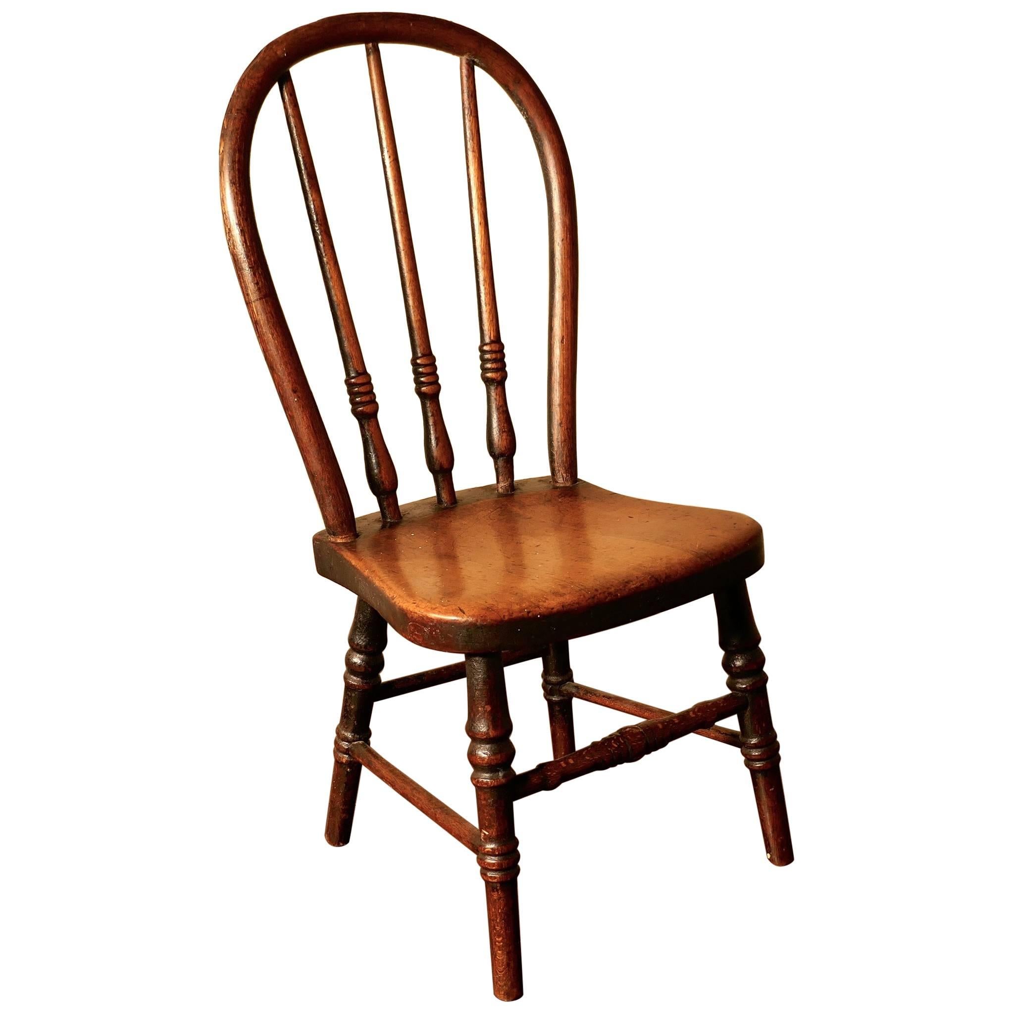 Miniature Ash Back Kitchen Chair 19th Century Apprentice Piece  For Sale