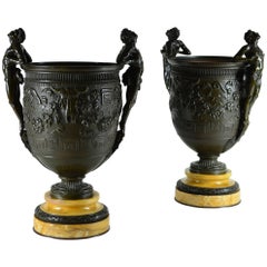 Pair of Neoclassical Bronze and Marble Vases, circa 1820