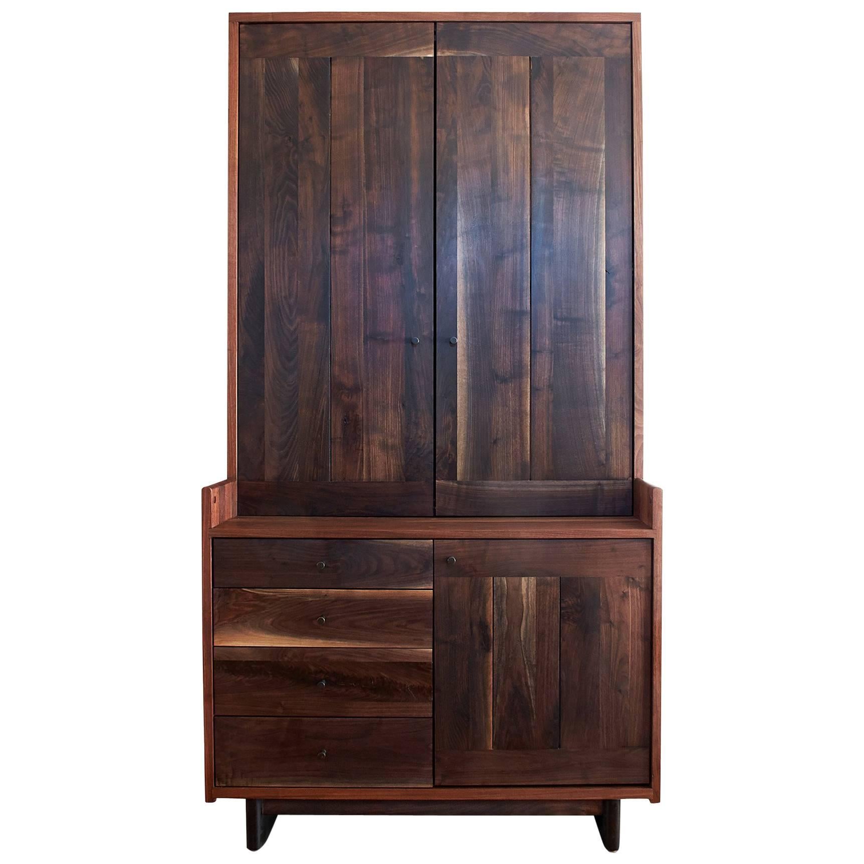 Lenox Pantry, Hutch Featuring Solid Hardwood and Brass Hardware For Sale