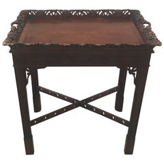 Mahogany Carved Small Chinese Chippendale Tea Table