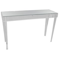 Lucite and Glass Rectangular Console Table