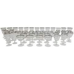 Vintage 67 Piece Set of French Silver Rimmed Glassware