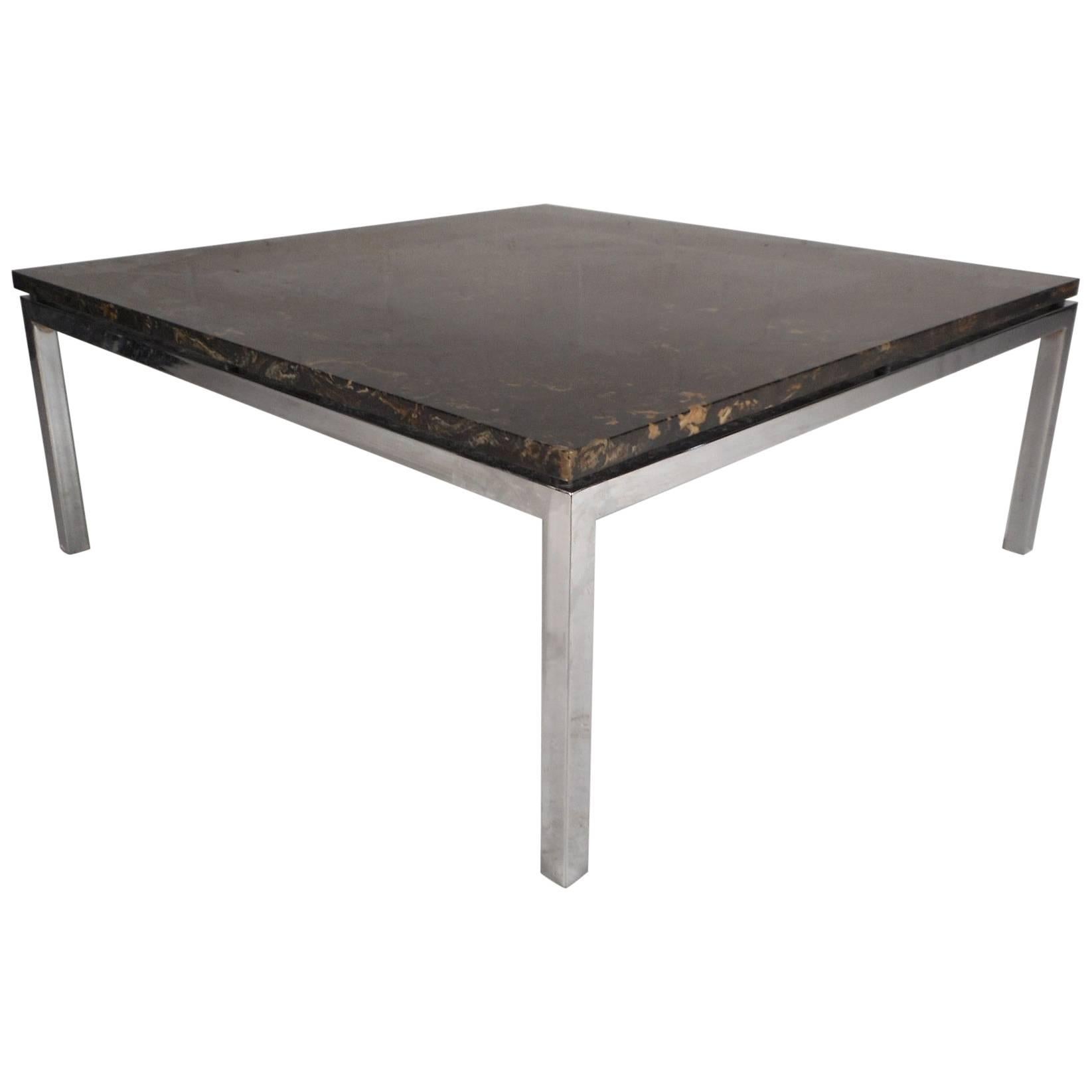 Stunning Mid-Century Modern Marble-Top Coffee Table