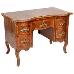 Louis XV Style Burl Walnut Knee Hole Desk