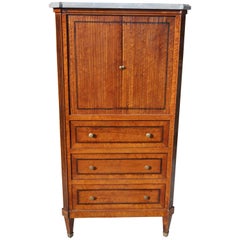 19th Century Walnut Cabinet with Top in Gray Marble Top and Unusual Opening