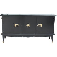 Beautiful French Art Deco Ebonized Sideboard or Buffet, 1940s