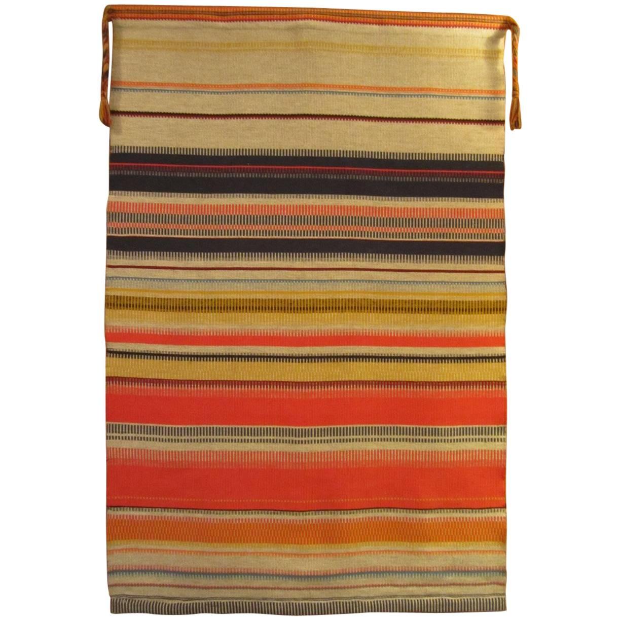 Striped Flat-Weave "Raanu" Tapestry from Finland, 1960s For Sale