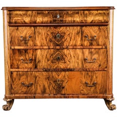Danish 19th Century Small Chest of Drawers of Highly Figured Walnut