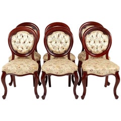 Antique Set of Six Mahogany Carved Victorian Dining Chairs, circa 1870