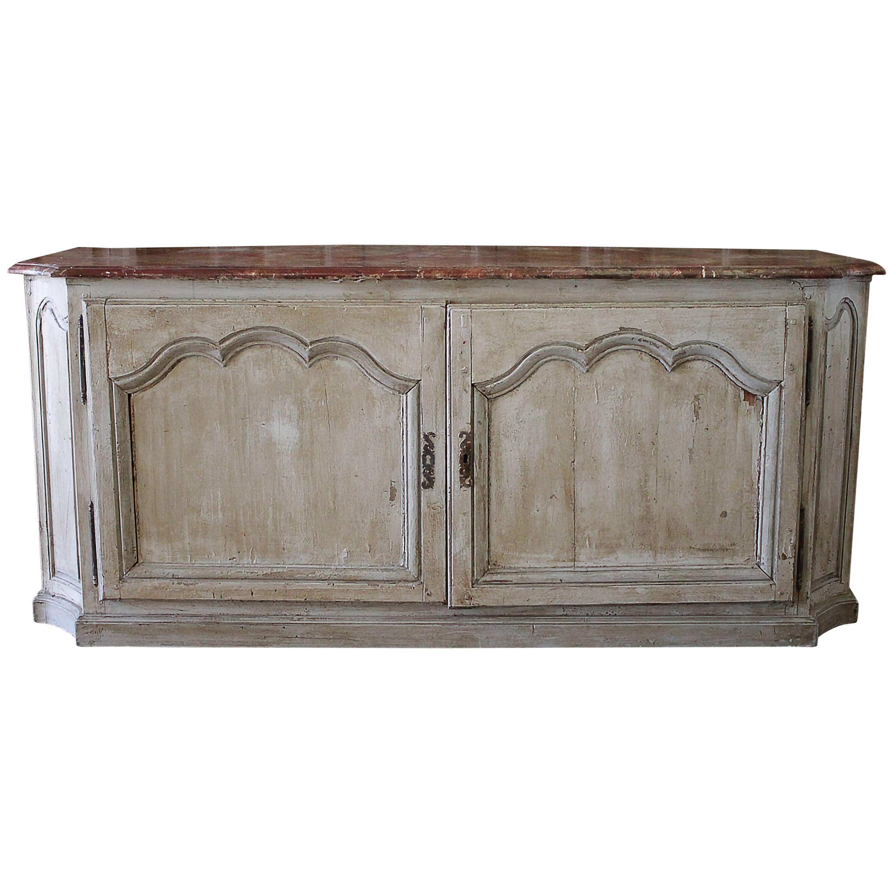 19th Century Country French Style Painted Cupboard Cabinet Buffet