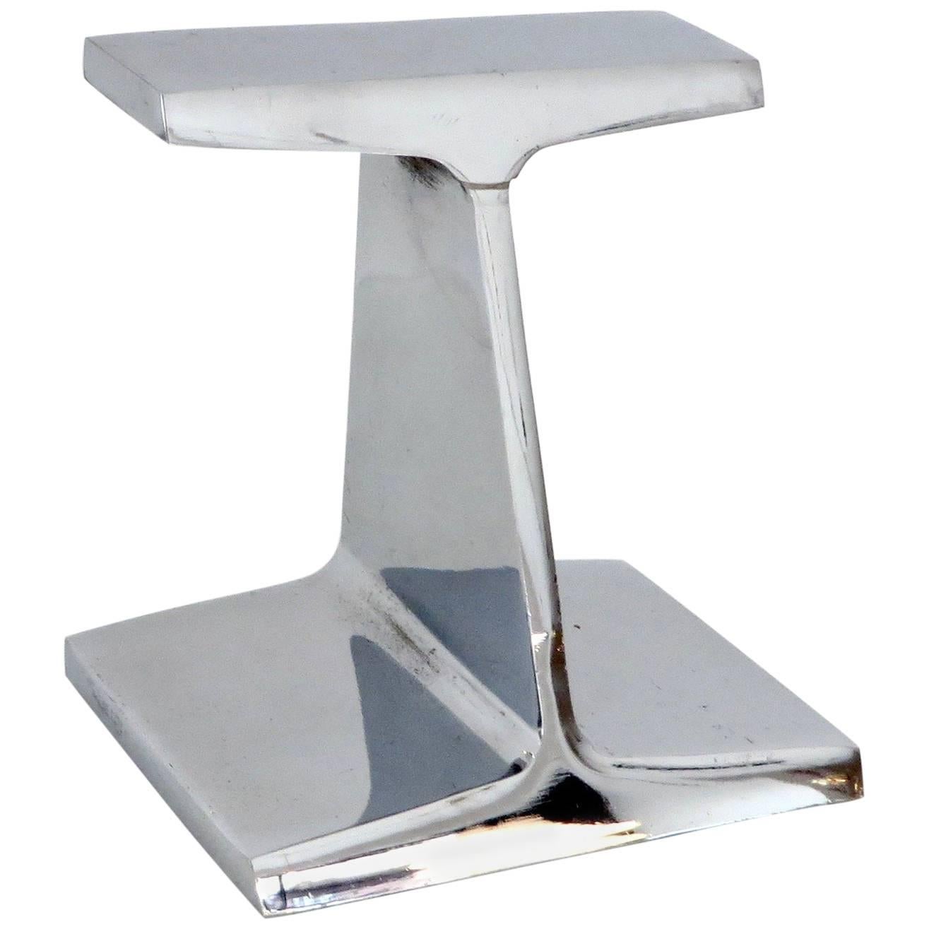 Chromed Steel I-Beam Bookend or Paperweight by Kauser Steel, 25th Anniversary