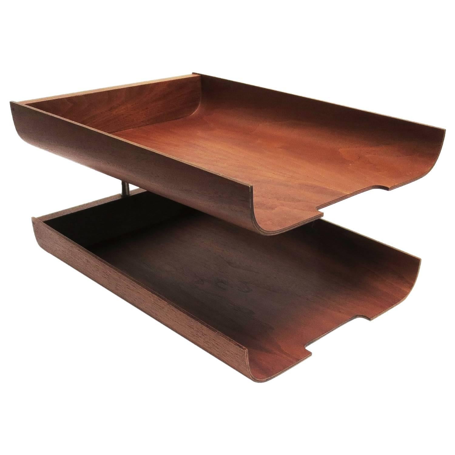 1960s Molded Teak Plywood Letter Trays by Martin Aberg for Rainbow Wood