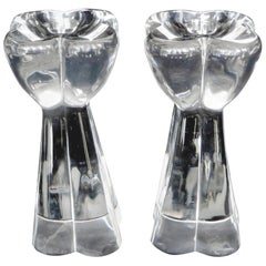 Retro Pair of Baccarat Crystal Candleholders