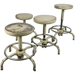 Set of Four Industrial Adjustable Multi Position Metal Stools by Ajusto