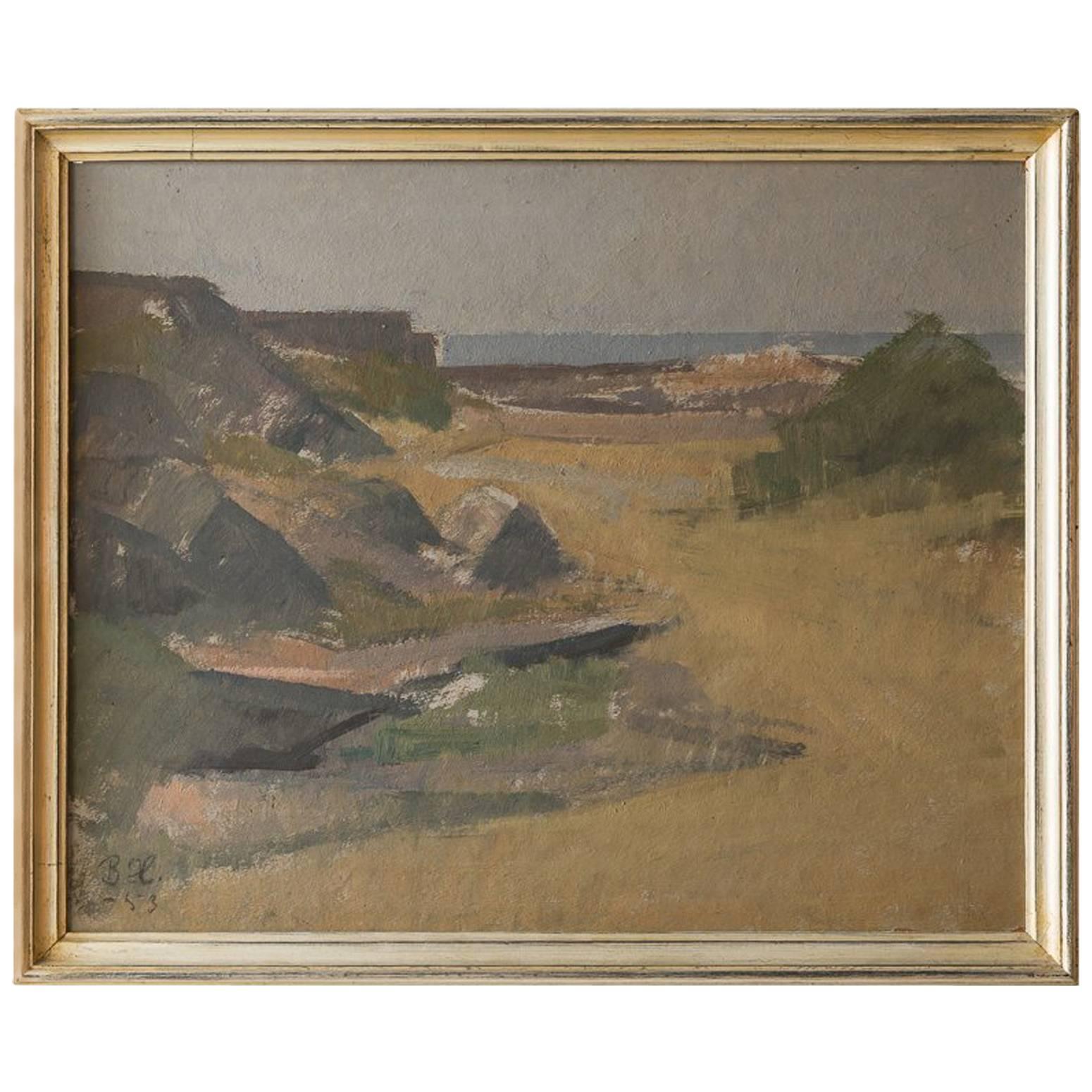 Vintage Landscape Painting by the Sea