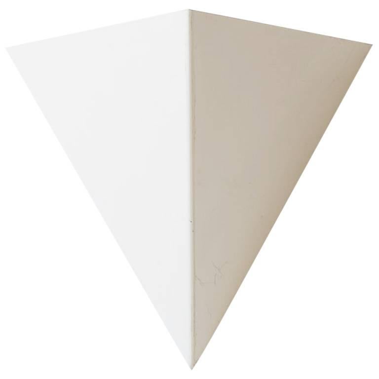 Vintage White Metal Triangular Wall Sconce from France For Sale