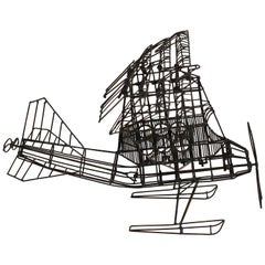 Brutalist Kinetic Seaplane Sculpture