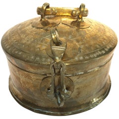 Rajasthani Decorative Brass Lidded Tea Caddy Box
