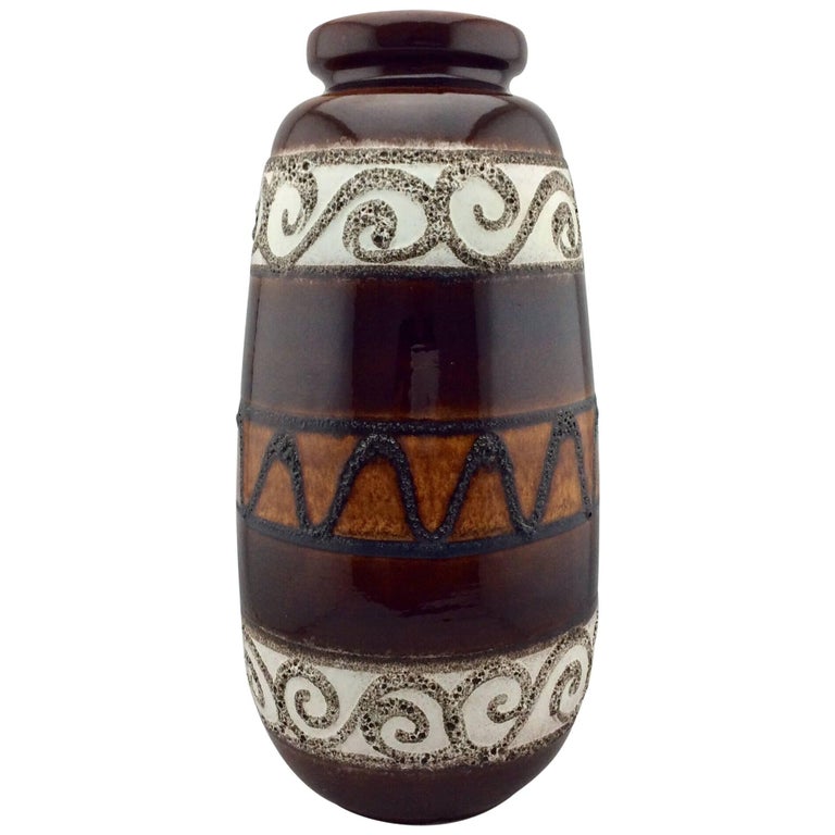 Extra Large MidCentury Modern West German Glazed Ceramic Floor Vase