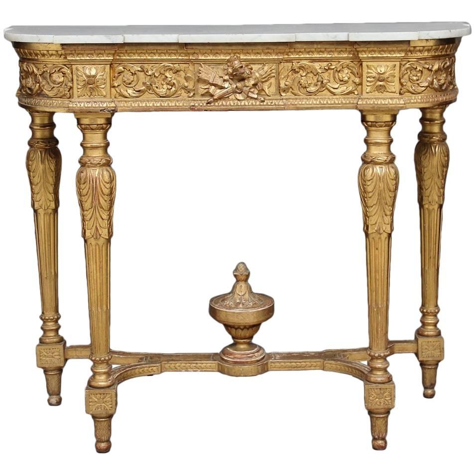 19th Century Gilt and Marble-Top Console Table