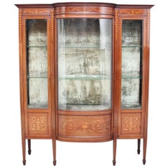 Antique Edwardian Mahogany and Inlaid Display Cabinet
