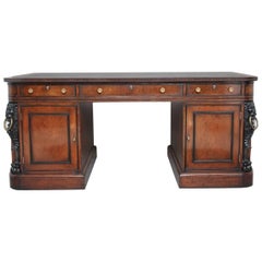 Vintage Regency Style Mahogany and Ebonized Desk