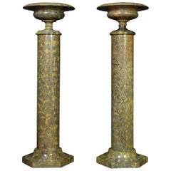 19th Century Pair of Marble Columns and Tazzas
