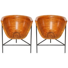 Pair of Till Lesser Stack-Laminated Lounge Chairs