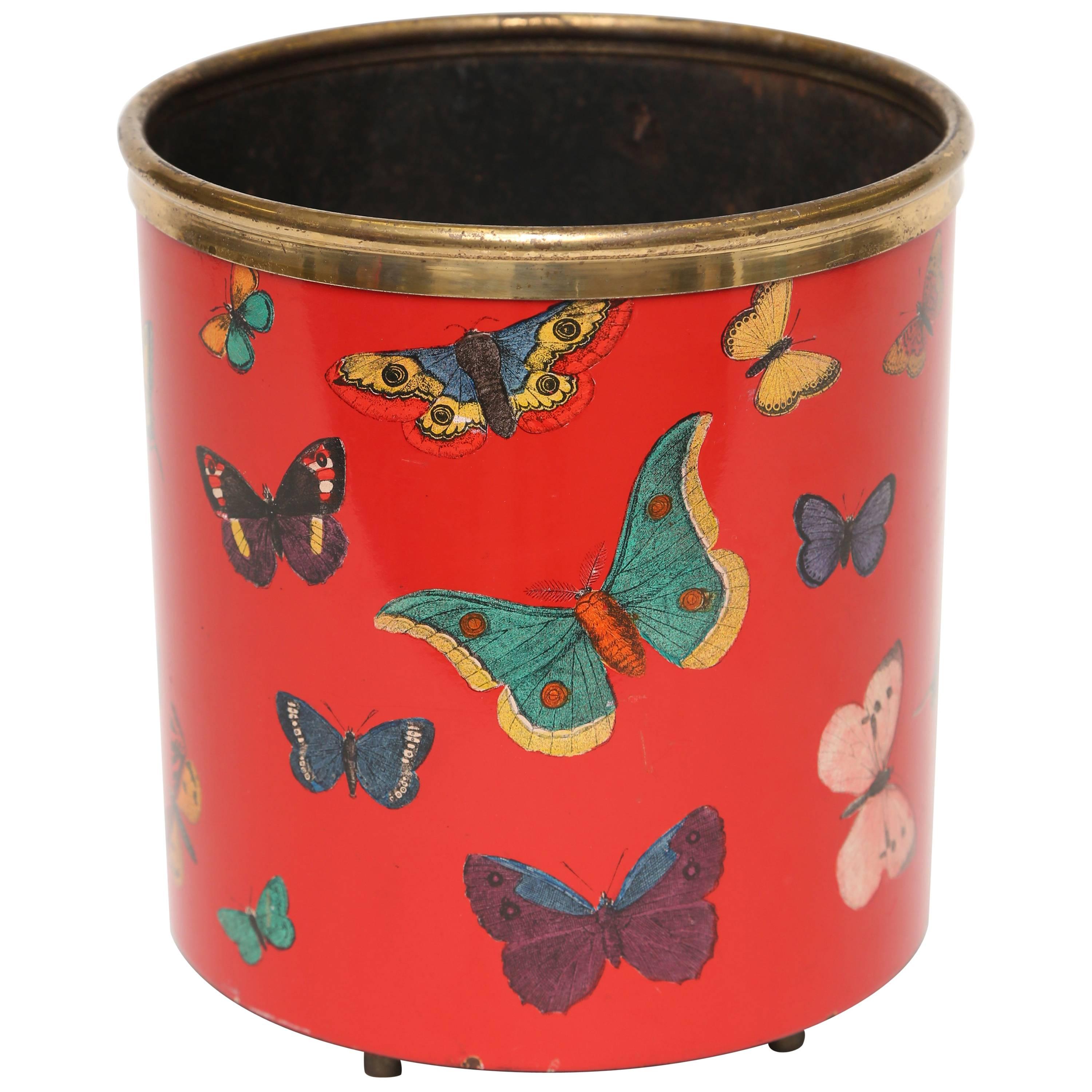 Fornasetti "Farfalle" Waste Basket/Trash Can