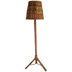 1960s Rattan Unique Floor Lamp